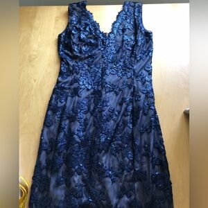 Tadashi Shoji Navy Blue Lace Midi Dress